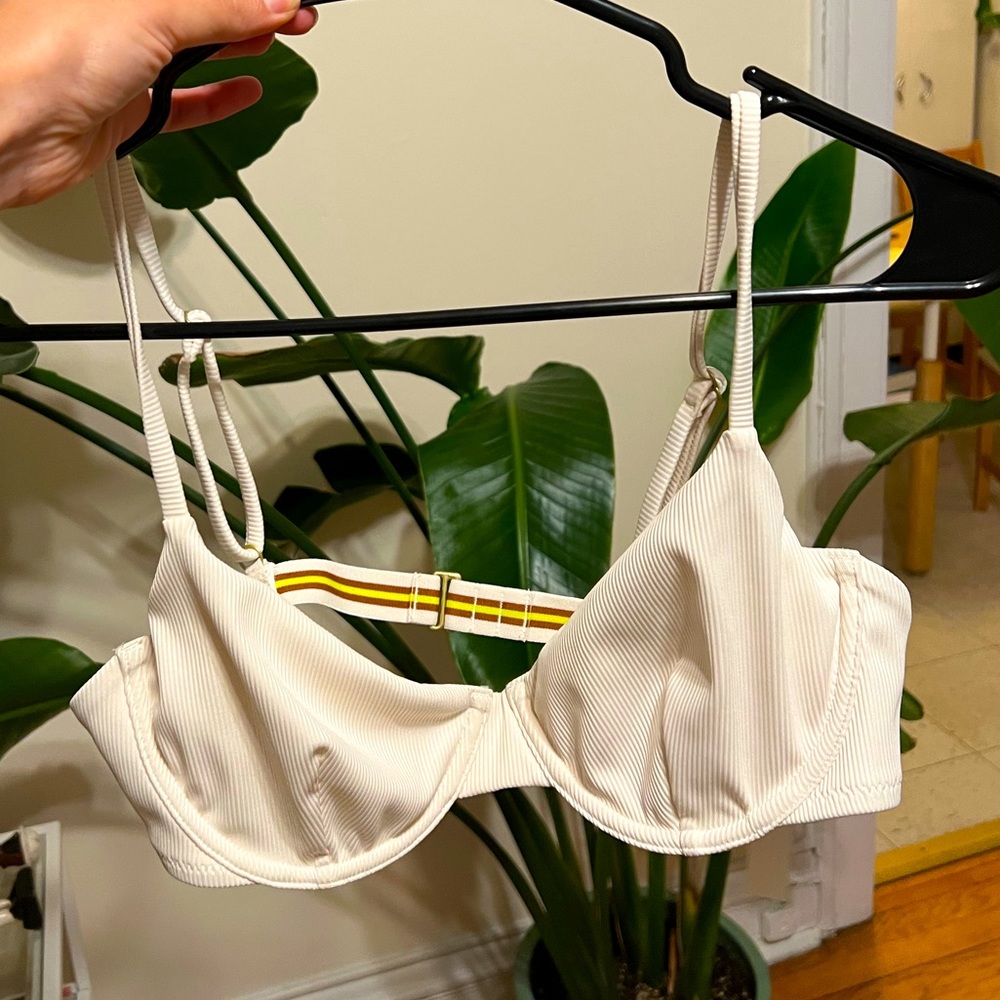 Madewell white ribbed bikini top size M